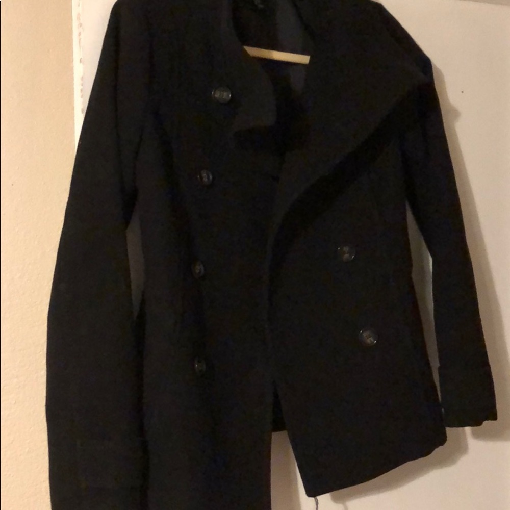 Black hip length pea coat